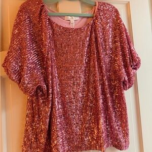 Lilly Pulitzer Shimmering Pink Sequin Blouse